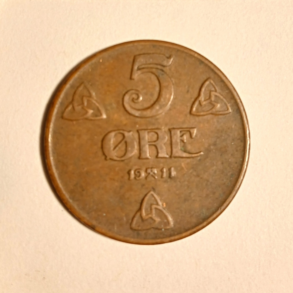 1911 Norway 5 ORE